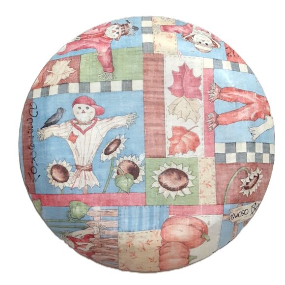 Fall Decorative Serving Plate, Thanksgiving plate, Scarecrow, Maple Leaves, 10" - Picture 3 of 3